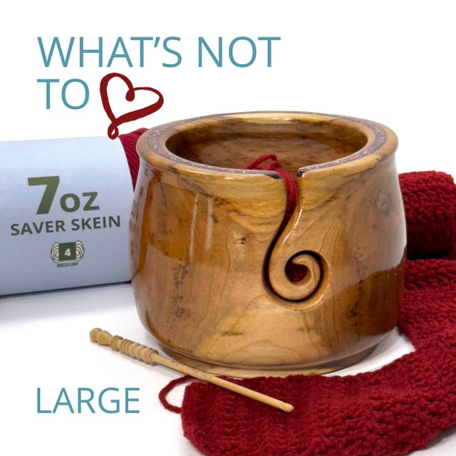 Ravel Large Wooden Yarn Bowls for Crochet Gift Set for Knitting
