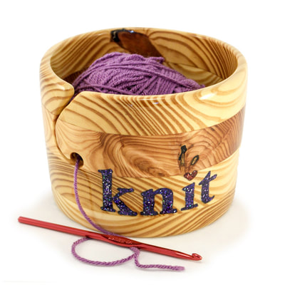Large Yarn Bowl for Knitting & Crocheting | 8.5 Diameter Wooden Yarn  Holder for Crocheting | Lightweight Crochet Bowl Dispenser for up to 4  Skeins 