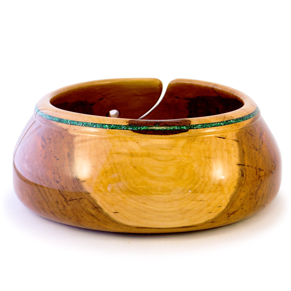 Large Wooden Yarn Bowl, Sparkle Inlay, Best Yarn Too for Knitting