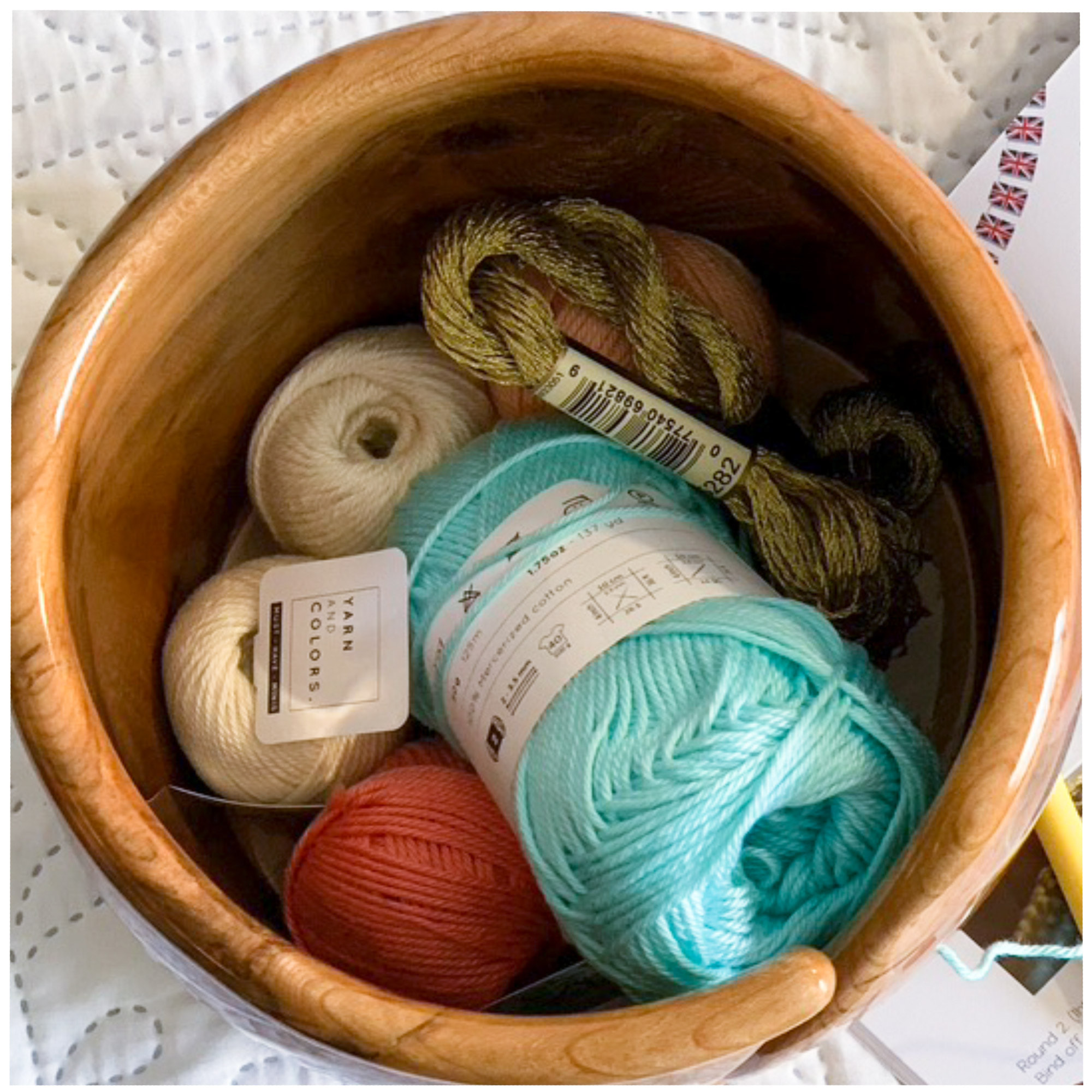 XL Cherry Yarn Bowl with Deep Blue Sparkle Inlay For Knitting, Crochet,  Yarning #1117