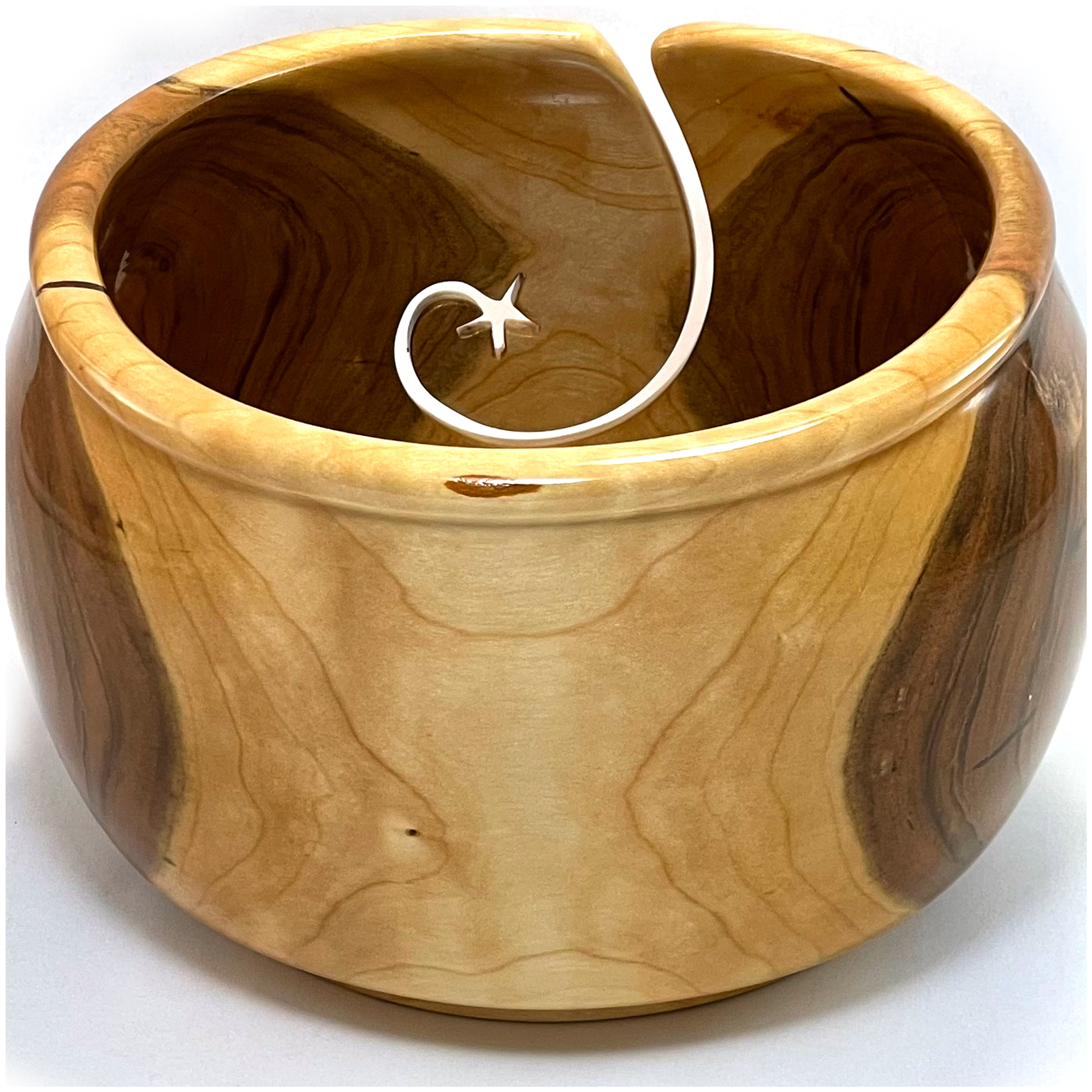LARGE Cherry Yarn Bowl with Silky Spiral Star Groove, Perfectly