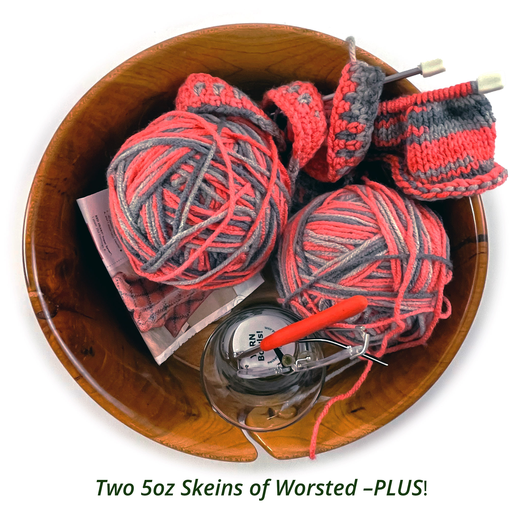 XXL Large Wooden Yarn Bowl, Cherry Hardwood, Knitting, Crochet, Yarn;  Functional Collectible, Heirloom; #1136