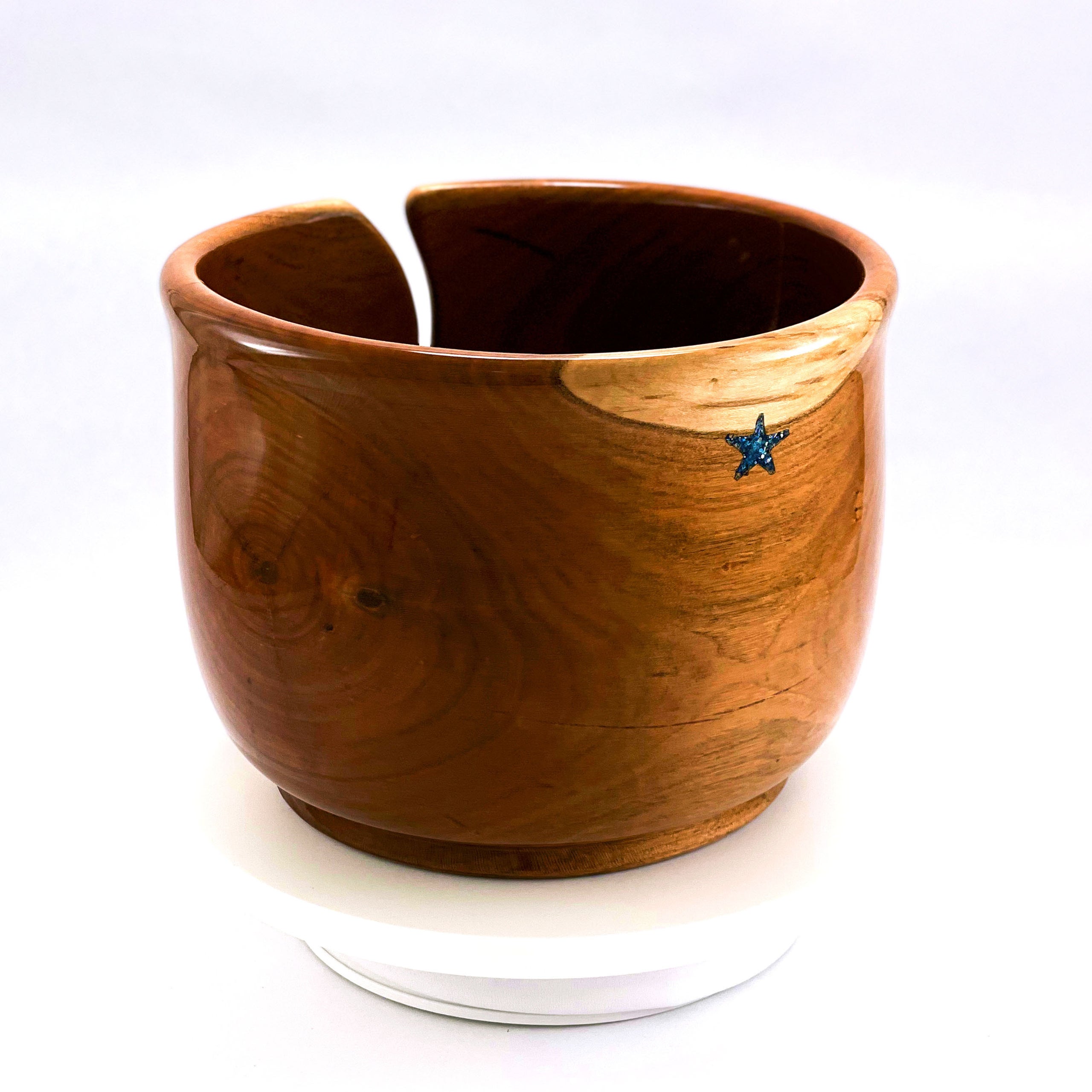 LARGE Cherry Yarn Bowl with Silky Spiral Star Groove, Perfectly