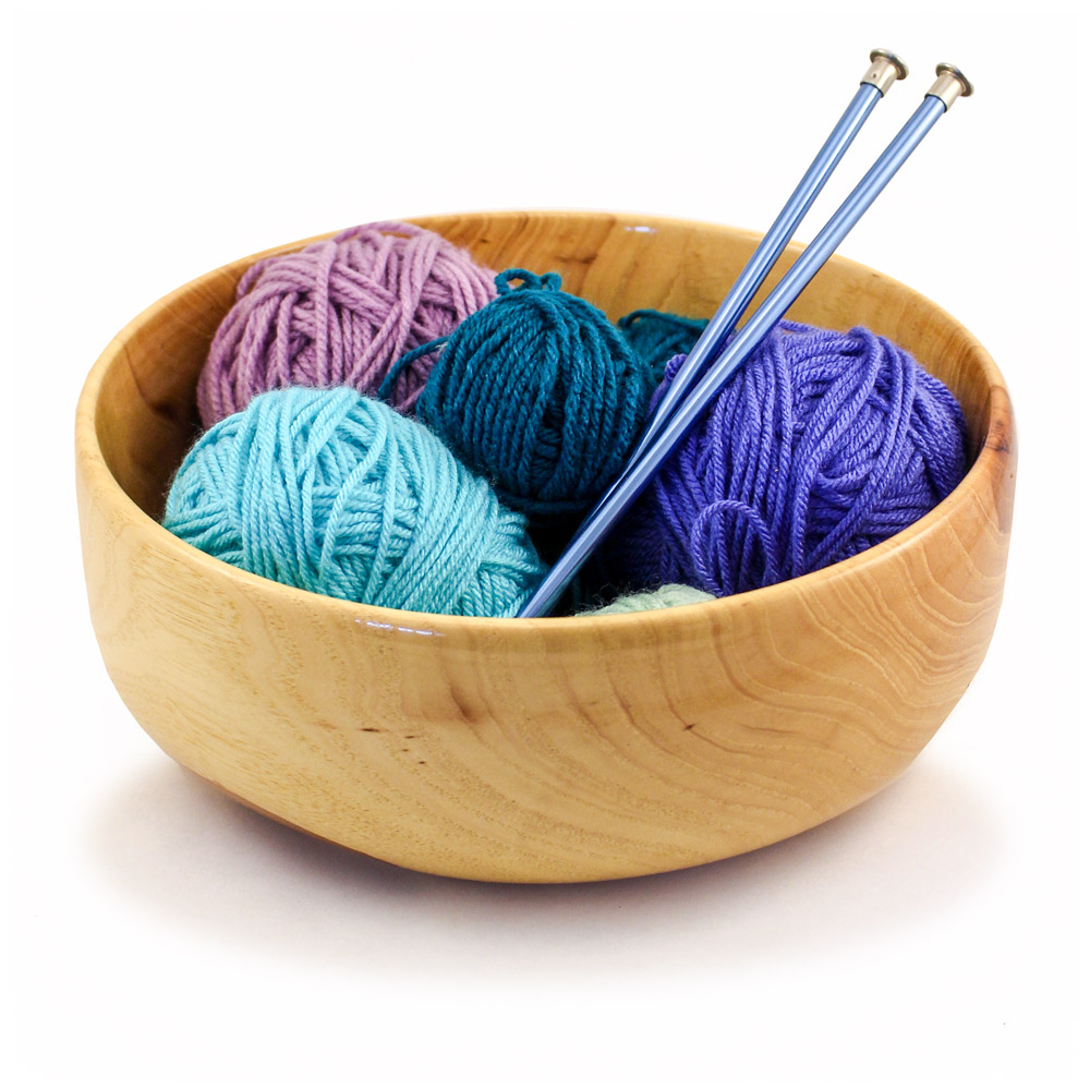XXL Yarn Bowl, Pecan, Top-Pulling, For Knitting, Crochet, Yarning